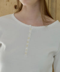 【GIUNON】henley neck scallop long-t / ヘンリーネックスカラップトップス