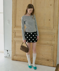 【GIUNON】henley neck scallop long-t / ヘンリーネックスカラップトップス