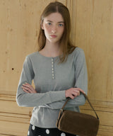 【GIUNON】henley neck scallop long-t / ヘンリーネックスカラップトップス