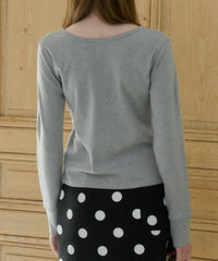 【GIUNON】henley neck scallop long-t / ヘンリーネックスカラップトップス
