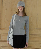 【GIUNON】henley neck scallop long-t / ヘンリーネックスカラップトップス