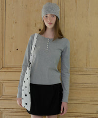 【GIUNON】henley neck scallop long-t / ヘンリーネックスカラップトップス