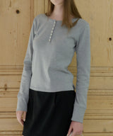【GIUNON】henley neck scallop long-t / ヘンリーネックスカラップトップス