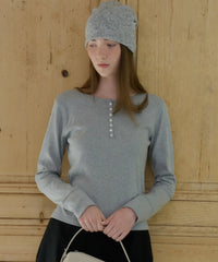 【GIUNON】henley neck scallop long-t / ヘンリーネックスカラップトップス