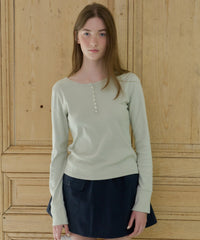 【GIUNON】henley neck scallop long-t / ヘンリーネックスカラップトップス