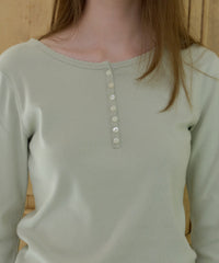 【GIUNON】henley neck scallop long-t / ヘンリーネックスカラップトップス