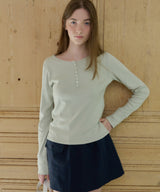 【GIUNON】henley neck scallop long-t / ヘンリーネックスカラップトップス