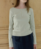【GIUNON】henley neck scallop long-t / ヘンリーネックスカラップトップス