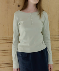 【GIUNON】henley neck scallop long-t / ヘンリーネックスカラップトップス