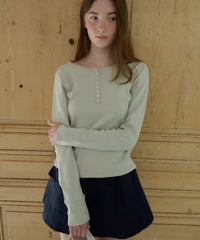 【GIUNON】henley neck scallop long-t / ヘンリーネックスカラップトップス