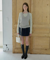 【GIUNON】henley neck scallop long-t / ヘンリーネックスカラップトップス