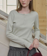 【GIUNON】henley neck scallop long-t / ヘンリーネックスカラップトップス