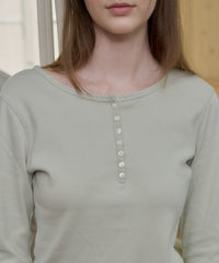 【GIUNON】henley neck scallop long-t / ヘンリーネックスカラップトップス