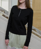 【GIUNON】henley neck scallop long-t / ヘンリーネックスカラップトップス