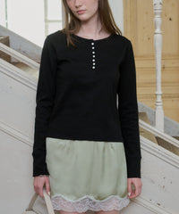 【GIUNON】henley neck scallop long-t / ヘンリーネックスカラップトップス
