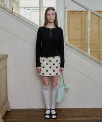 【GIUNON】henley neck scallop long-t / ヘンリーネックスカラップトップス