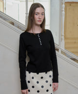 【GIUNON】henley neck scallop long-t / ヘンリーネックスカラップトップス