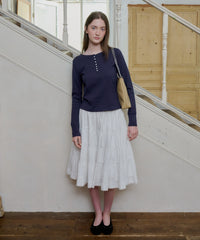 【GIUNON】henley neck scallop long-t / ヘンリーネックスカラップトップス