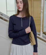 【GIUNON】henley neck scallop long-t / ヘンリーネックスカラップトップス