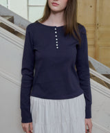 【GIUNON】henley neck scallop long-t / ヘンリーネックスカラップトップス