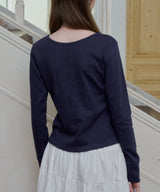 【GIUNON】henley neck scallop long-t / ヘンリーネックスカラップトップス