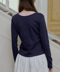 【GIUNON】henley neck scallop long-t / ヘンリーネックスカラップトップス