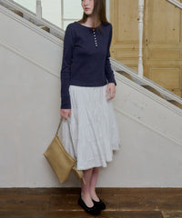 【GIUNON】henley neck scallop long-t / ヘンリーネックスカラップトップス