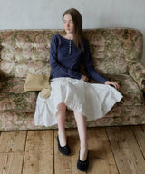 【GIUNON】henley neck scallop long-t / ヘンリーネックスカラップトップス