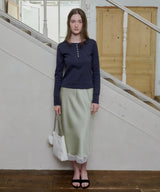 【GIUNON】henley neck scallop long-t / ヘンリーネックスカラップトップス