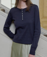 【GIUNON】henley neck scallop long-t / ヘンリーネックスカラップトップス