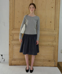 【GIUNON】henley neck scallop long-t / ヘンリーネックスカラップトップス