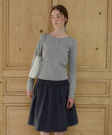 【GIUNON】henley neck scallop long-t / ヘンリーネックスカラップトップス