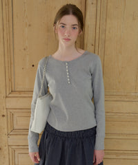 【GIUNON】henley neck scallop long-t / ヘンリーネックスカラップトップス
