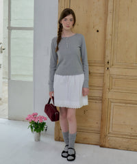 【GIUNON】henley neck scallop long-t / ヘンリーネックスカラップトップス