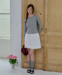 【GIUNON】henley neck scallop long-t / ヘンリーネックスカラップトップス