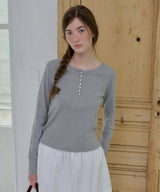 【GIUNON】henley neck scallop long-t / ヘンリーネックスカラップトップス