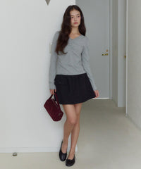 【GIUNON】shirring stretch lace long-t / シャーリングストレッチレースロンT