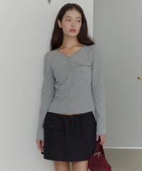 【GIUNON】shirring stretch lace long-t / シャーリングストレッチレースロンT