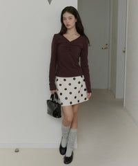 【GIUNON】shirring stretch lace long-t / シャーリングストレッチレースロンT