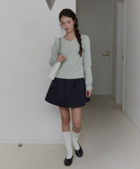 【GIUNON】shirring stretch lace long-t / シャーリングストレッチレースロンT
