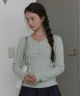 【GIUNON】shirring stretch lace long-t / シャーリングストレッチレースロンT