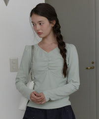 【GIUNON】shirring stretch lace long-t / シャーリングストレッチレースロンT