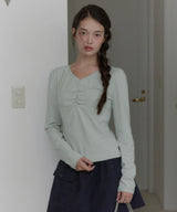 【GIUNON】shirring stretch lace long-t / シャーリングストレッチレースロンT