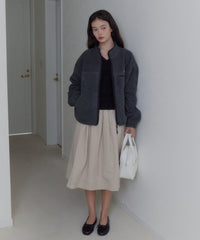 【GIUNON】shirring stretch lace long-t / シャーリングストレッチレースロンT
