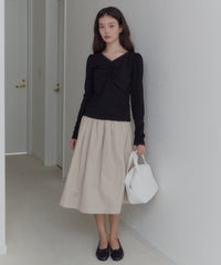 【GIUNON】shirring stretch lace long-t / シャーリングストレッチレースロンT
