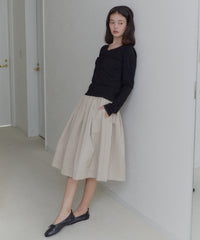 【GIUNON】shirring stretch lace long-t / シャーリングストレッチレースロンT