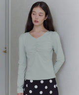 【GIUNON】shirring stretch lace long-t / シャーリングストレッチレースロンT