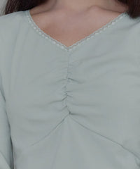 【GIUNON】shirring stretch lace long-t / シャーリングストレッチレースロンT