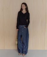 【GIUNON】shirring stretch lace long-t / シャーリングストレッチレースロンT