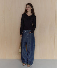 【GIUNON】shirring stretch lace long-t / シャーリングストレッチレースロンT